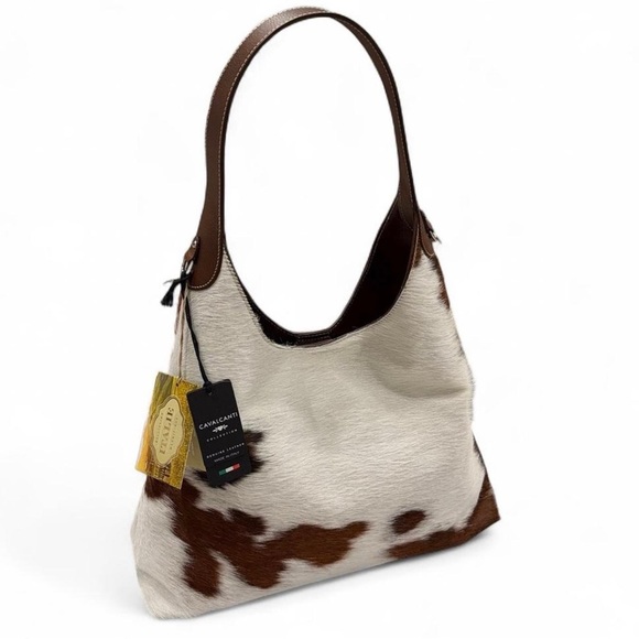 NWT Cavalcanti Cowhide/Calf Hair Leather Hobo Shoulder Bag Viral - Picture 4 of 10